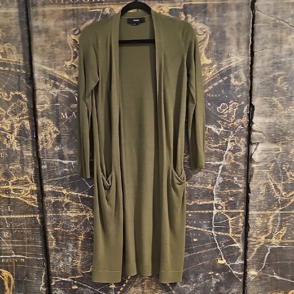 Forever 21 Olive Green Long Cardigan